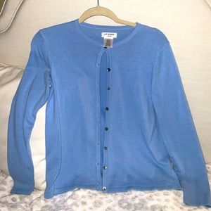 Liz baker petite SMALL CHICO lightweight light blue button up cardigan sweater